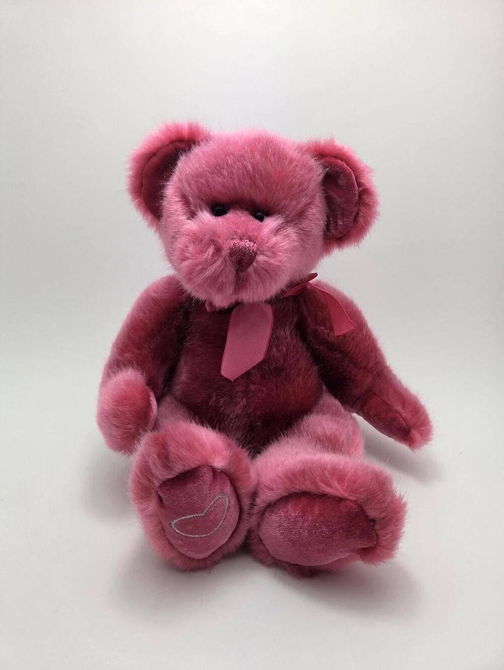 Russ "Cheri" the Pink Magenta Bear Rose Pink Velvet & Heart (10 inch)